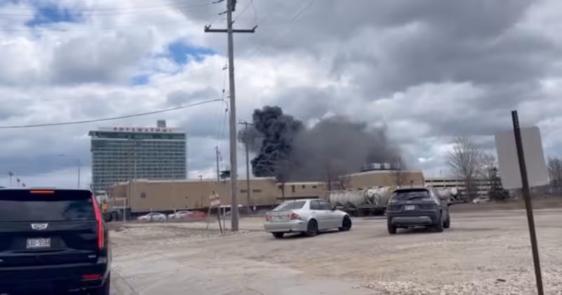 Large fire burning near Potawatomi Casino Hotel