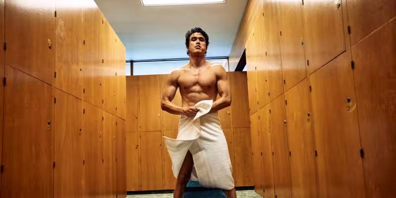 Charles Melton says hamstring tear on Beef set led to salmon DNA shot