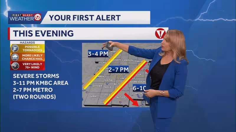 Kansas City severe thunderstorm timeline Friday, April 17