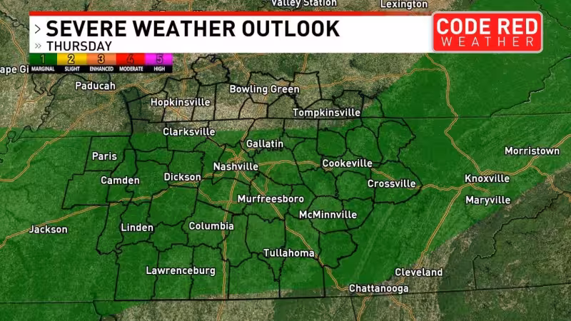 Isolated strong storms possible Thursday for Middle Tennessee