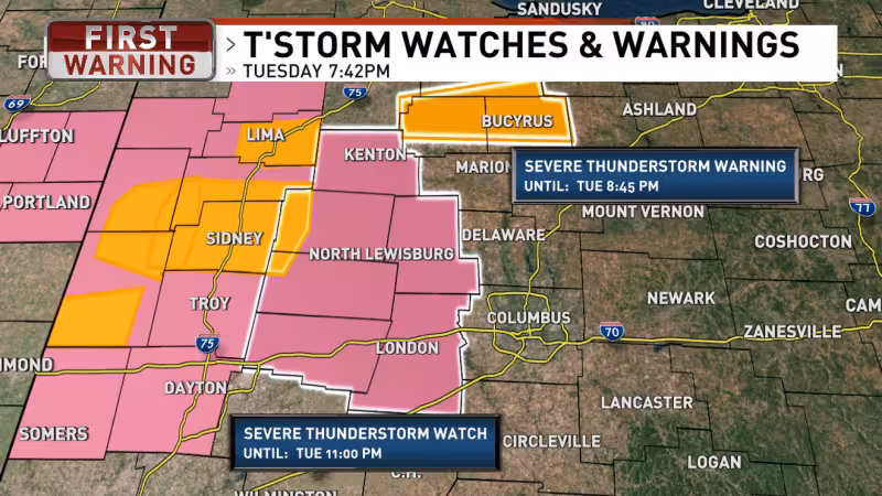 Columbus Weather: Severe thunderstorm watches, warnings in effect until 11 PM