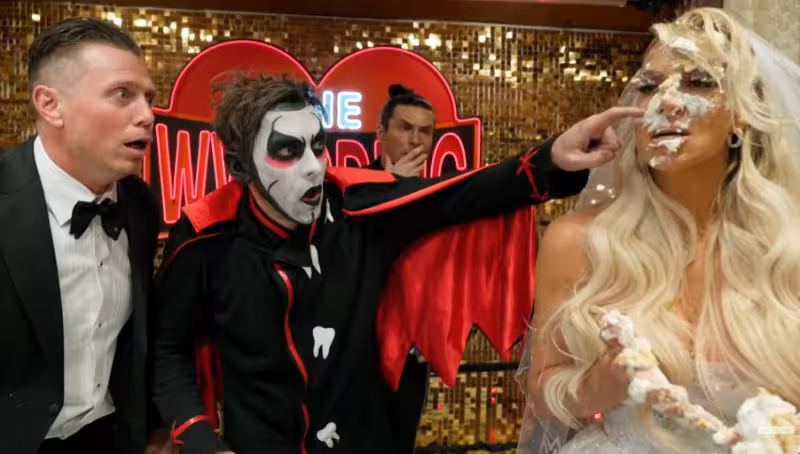 Maryse’s face goes in the cake after Danhausen curses the bride