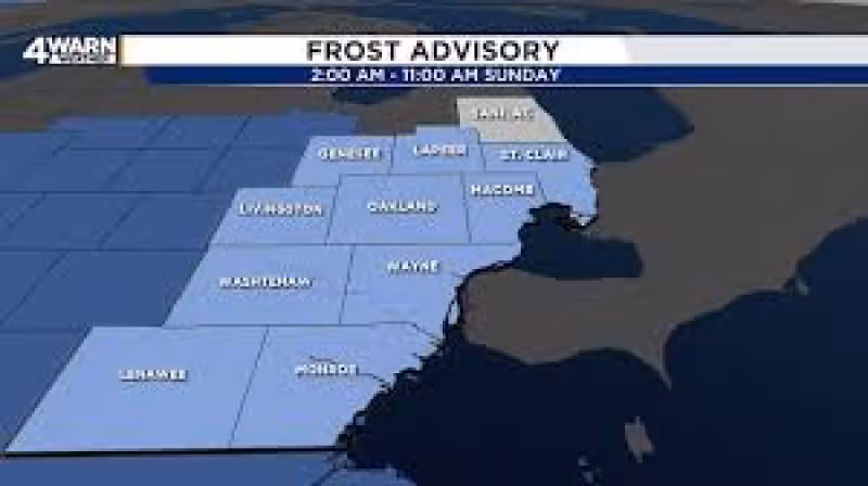 Colder changes with frost and/or freeze conditions expected, with a few rain showers for Metro Detroit