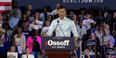 Jon Ossoff mocks Trump’s Iran war and family wealth at Augusta rally