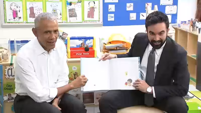 Former President Obama joins Mayor Mamdani to read to school children at Bronx Pre-K center