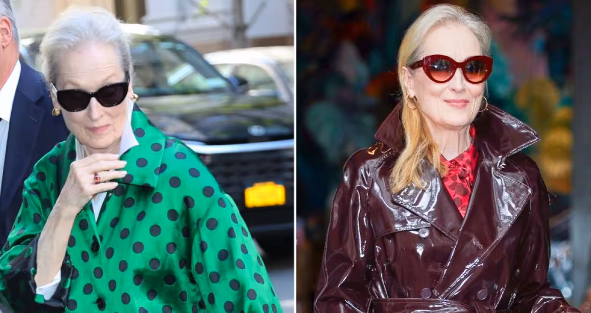 Meryl Streep takes Prada sequel promo from green spots to glossy red in New York