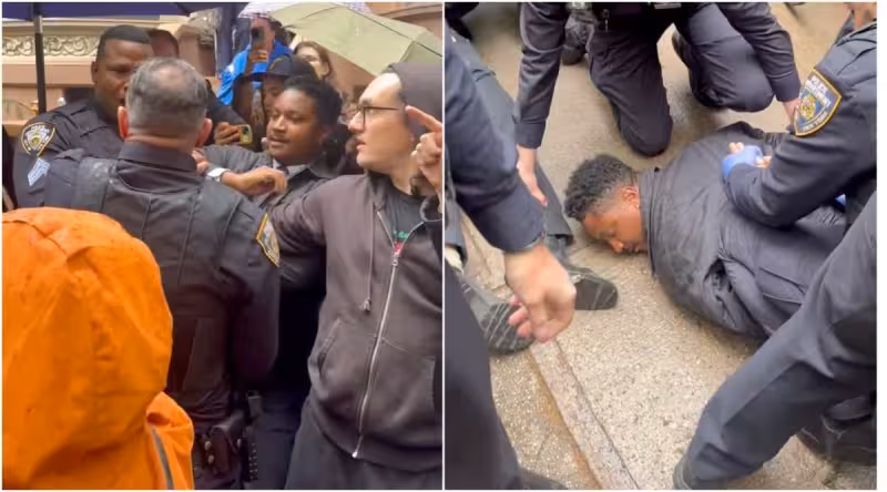 Council Member Chi Ossé arrested, thrown to ground by NYPD, during deed theft eviction protest • Brooklyn Paper