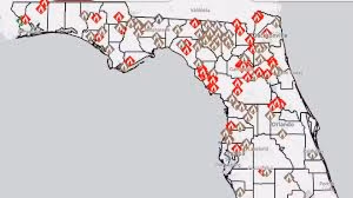 Florida Wildfire Map: Red Flag Warning Covers Much of Area West of St. Johns River