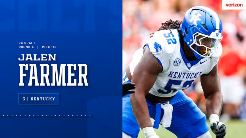 Colts select Kentucky guard Jalen Farmer in fourth round of 2026 NFL Draft