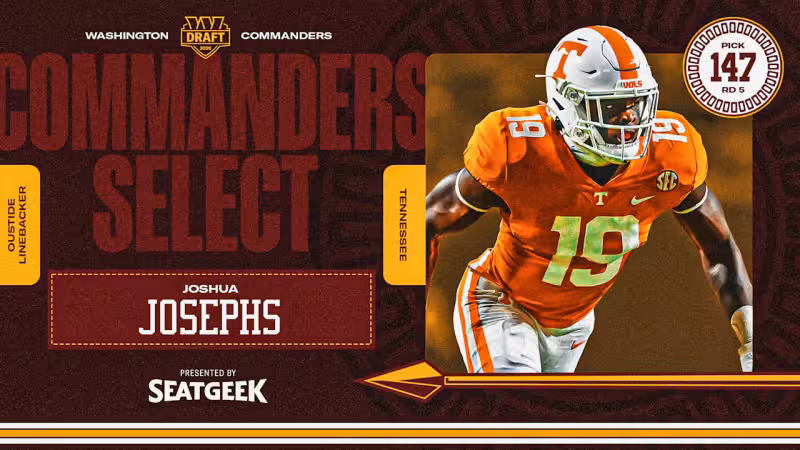 Joshua Josephs selected by Commanders in 2026 NFL Draft at No. 147