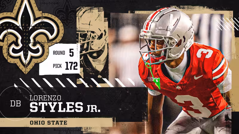 Saints draft Lorenzo Styles Jr. with No. 172 pick in 2026 NFL Draft