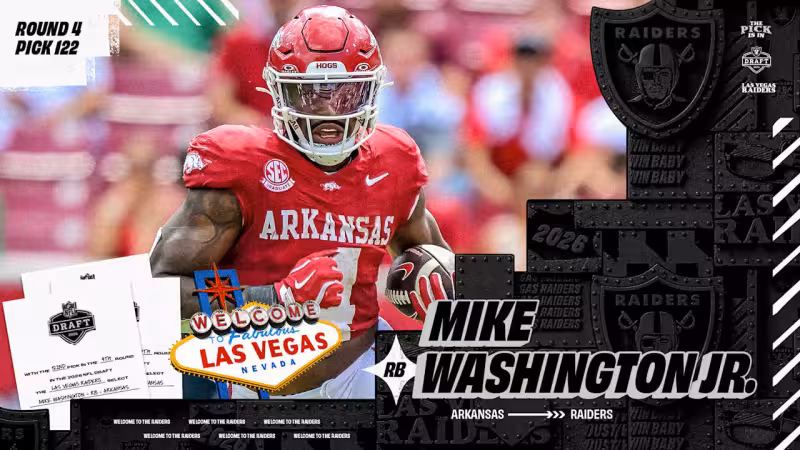 Raiders trade up to No. 122, select RB Mike Washington Jr.
