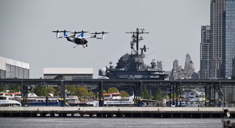 Joby Electric Air Taxi Makes First West Side Test Flight — Touches Down at Hudson River Heliport