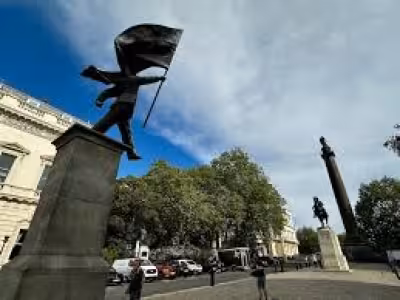 Banksy statue appears overnight in central London near Downing Street