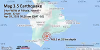 Terremoto de magnitud 3.5 sacude cerca de Pāhala, Hawái, y se siente en la zona