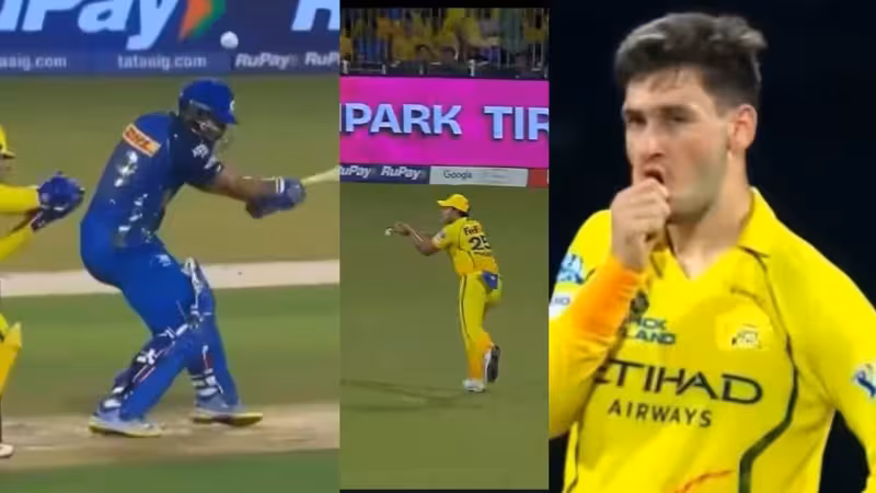 Shivam Dube spills an absolute SITTER of Naman Dhir in CSK vs MI clash