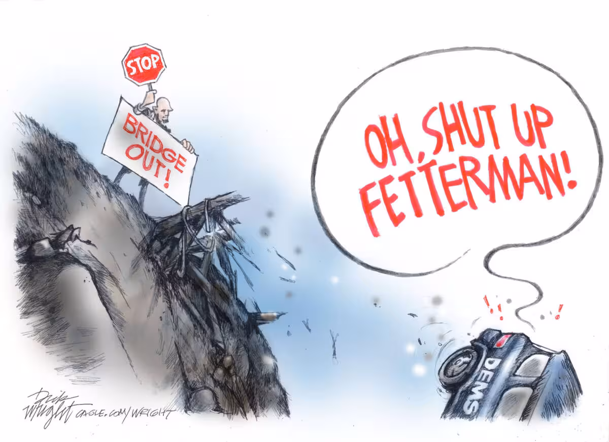 John Fetterman cartoon page draws attention with repeated promo copy