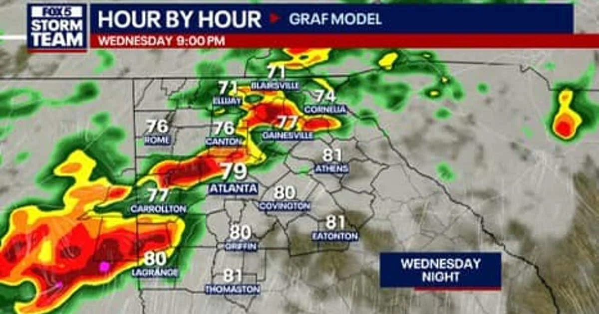 Flood risk rises for metro Atlanta as storms approach Wednesday night