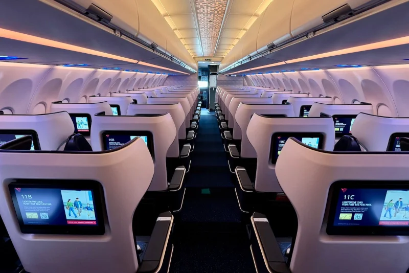 Delta Airbus A321neo First Class cabin leak shows 44-seat stopgap