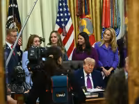 White House says Trump was blinking after Oval Office House event video