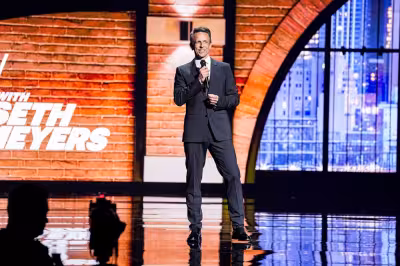 Seth Meyers takes aim at CBS, Comcast and Netflix in NBC upfront jab